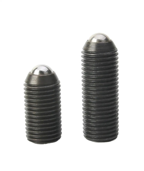 Heavy Duty Stainless Steel Spring Ball Plungers M16x50mm Hex Socket Grub Screws showing two sizes of plunger screws.