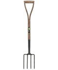 Young Gardener Digging Fork Blue Tempered Carbon Steel With Lacquered 600mm Ash Handle And Wrist Strap Kid Friendly Garden Tool