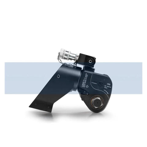 Built Tough Heavy Hitter Hydraulic Torque Wrench 33578 Nm side view showing gray aircraft alloy frame and 360 swivel manifold.