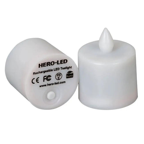 Wireless Inductively Rechargeable Flameless LED Tealight Candles Replacements 12 Pack Warm White showing label and top