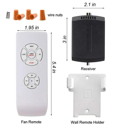 Three In One Ceiling Fan Remote Kit For AC Motors, Wireless Control For Speed Light And Timer, Easy Install parts display
