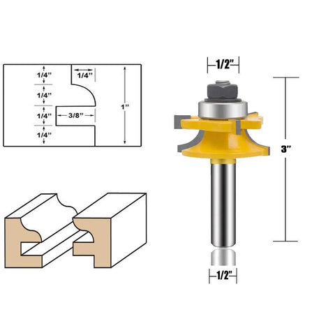 Raised Panel Router Bit Set Pro Grade 1/2 Inch Shank Three Piece Round Over Rail And Stile Cabinet Door Woodworking Cutter