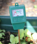 Soil Moisture Meter For Indoor And Outdoor Plants inserted in soil, showing moisture levels, no battery needed, easy to use