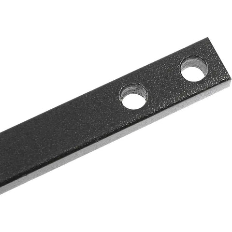 Close-up of a steel bar with two holes, part of a Heavy Duty Manual Rebar Bender Tool for metal fabrication projects.