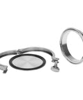 Front view of DERNORD 4-inch stainless steel sanitary pipe fittings set with tri-clamp band, FKM gasket, and end cap
