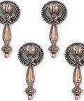 4Pcs Vintage Tear Drop Cabinet Pulls With Screws, Red Bronze Zinc Alloy Handles For Dresser, Closet And Furniture, 2.6 Inch (65mm) Drop Knob Set