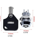 Super Tough 12 Mm Stainless Steel Security Key Lock Switch For Vending Units And Phones Double Side Pull Out Includes Two Keys Plus Hardware Quick Install Wear Resistant And Anti Rust Finish Keeps Your Stuff Locked Down Safe For Any Spot. 12mm lock, 14.5x23.6mm