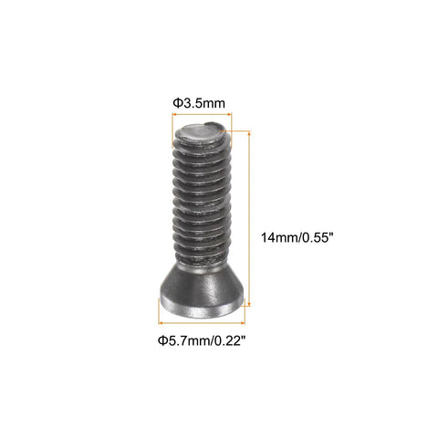 10 Pack Heavy Duty Torx Screws M3.5X14MM Grade 12.9 Alloy Steel Round Flat Head Socket Bolts close-up with size details