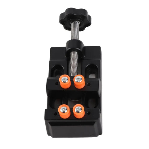 Heavy Duty Aluminum Alloy Milling Vise With Fixed Curve Grooves showing the top view, featuring a sturdy grip and metal components.