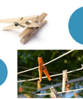 Clothespin on clothesline with blue circles in background.