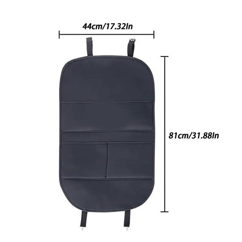 Anti Kick Seat Back Protector For Tesla Cybertruck 2023 And 2024 with storage pockets, measuring 44cm x 81cm, durable faux leather.