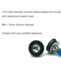 Hex Crank Arm Bolts With 8mm Allen Key, M8 Thread, 18mm Long, chrome plated, blue antiskid adhesive, capless design, 2 pack, steel construction