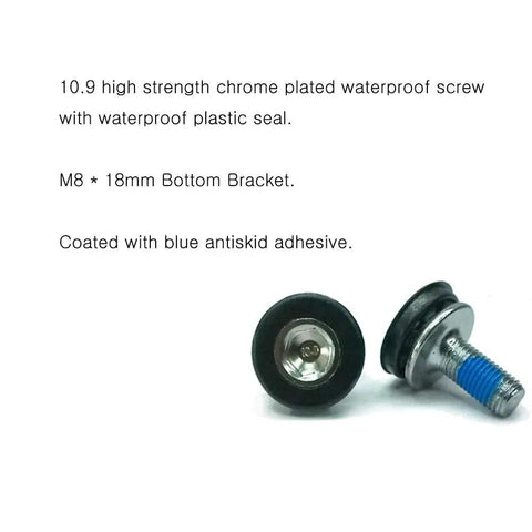 Hex Crank Arm Bolts With 8mm Allen Key, M8 Thread, 18mm Long, chrome plated, blue antiskid adhesive, capless design, 2 pack, steel construction