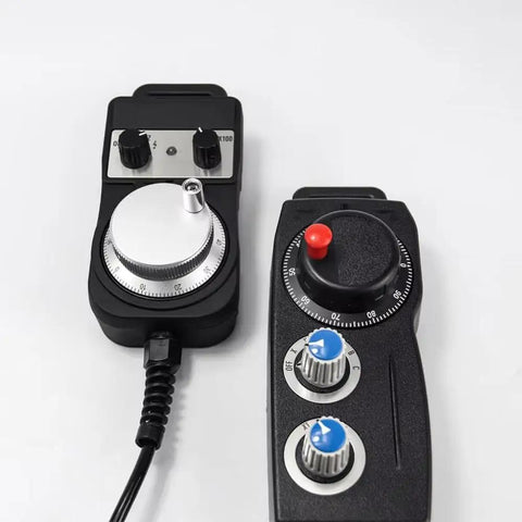 Handheld CNC Controller With Manual Pulse Generator Encoder Motion Control System Pro Grade Emergency Stop And Electronic Handwheel For Precise Speed Angle And Origin Detection To Prevent Machining Deviations And Count Loss, black plastic unit