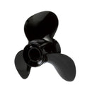 Black Max 3 Blade Aluminum Propeller For Outboard Boats, showing front view, 14 Inch Diameter, 23 Inch Pitch, Right Hand Rotation