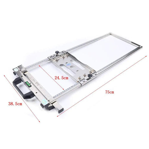 Stainless Steel Circular Saw Edge Guide And Woodworking Positioning Trough Jig Portable Saw Base with precision scales, dimensions 75cm x 38.5cm.