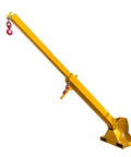 Adjustable Telescopic Forklift Boom Arm Mobile Crane Jib Lifter Hook Heavy Duty Steel Construction with red hook.
