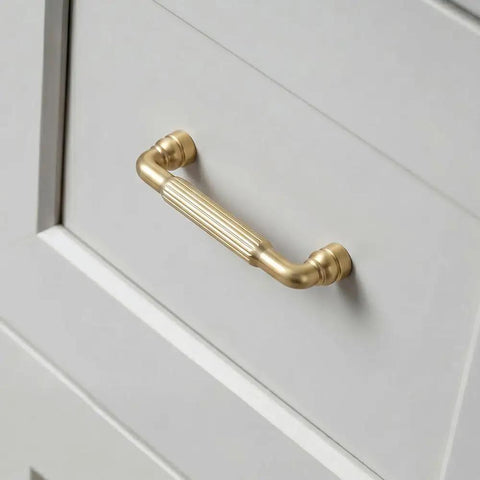 Champagne Bronze Cabinet Pulls 3 Inch Hole Centers Fluted Drawer Handles Brushed Zinc Hardware Pack of 6 For Kitchen Cabinets Bathroom Vanities