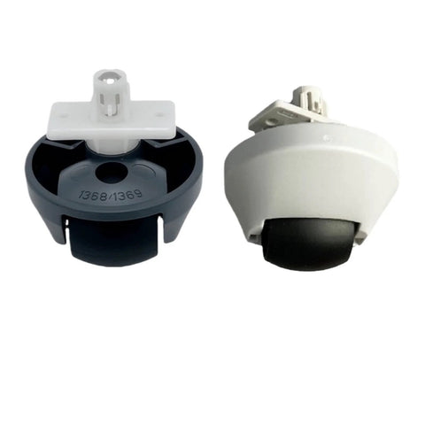 Two front omni-directional caster wheels for Roborock robot vacuums; gray/black and white housings