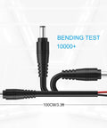 Premium 16AWG DC Power Pigtail Cable With 2.1mm By 5.5mm Barrel Plug, Black, 3-foot, for CCTV cameras, bending test 10000+