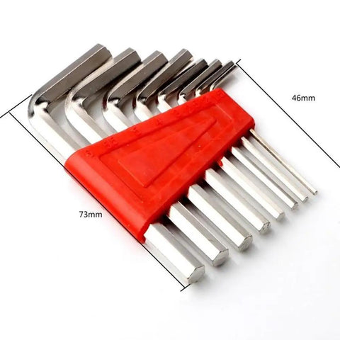 Heavy Duty 8 Piece Metric Hex Wrench Kit With Dual Arm Design Ranging From 1.5mm To 6mm For Tough Auto Home And Bike Repairs Made Of Hardened Steel, red holder