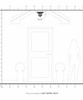 Diagram displaying placement of Monterey Two Light Outdoor Indoor Flush Mount in Polished Brass on a porch with dimensions.