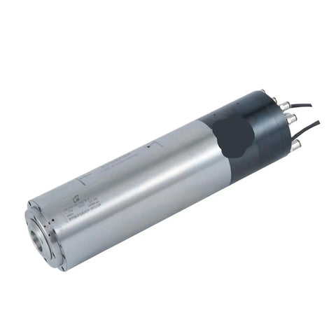 Heavy Duty BT30 ATC Water Cooled Spindle Motor Kit With No Sweat Cooling And Plug And Play Setup For CNC Wood And Aluminum Milling Up To 7.5Kw showing side view with aluminum finish.
