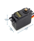 Two Pack High Torque Servo Motors With Metal Gears 12kgcm At 6V And 13kgcm At 7.2V Stall Torque 180 Degree Control dimensions displayed