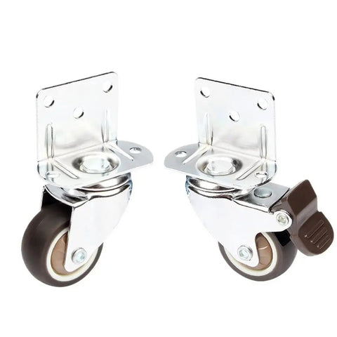 Heavy Duty Silent Swivel Casters With Soft Rubber Universal Wheels For Furniture Movers shown from the side view highlighting wheels and mounts.