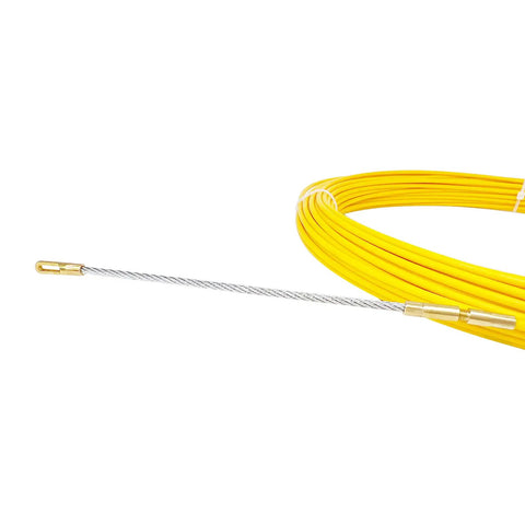 50 Foot Fiberglass Fish Tape Cable Puller Kit rolled with metal end for electrical wiring through walls and ducts