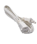 10 Foot Polarized Two Prong Power Cord With Two Outlet Extension Cable NEMA 1-15P To 1-15R 10A 125V White for indoor use