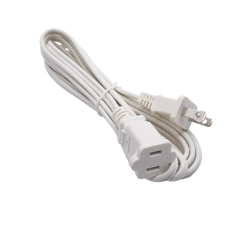 10 Foot Polarized Two Prong Power Cord With Two Outlet Extension Cable NEMA 1-15P To 1-15R 10A 125V White for indoor use