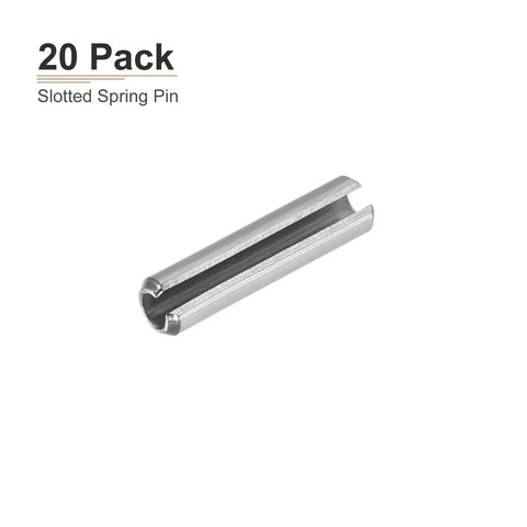 5mm x 35mm Slotted Spring Pin Set, 20 Pack, 304 stainless steel silver fastener with smooth finish for home workshop