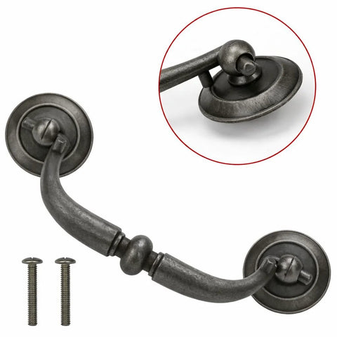 Vintage Style Bail Drop Cabinet Pulls 3.25 Inch Center Spacing 82mm Antique Dark Brass Bronze Oil Rubbed with screws