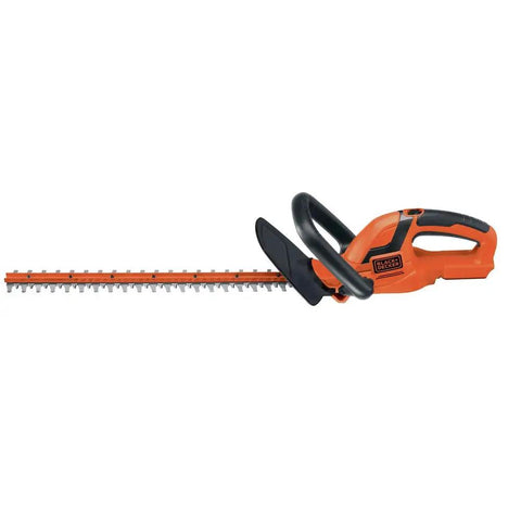 Powerful 20V Max Cordless Hedge Trimmer, 22-inch dual action steel blade, lightweight and soft grip for easy yard pruning.