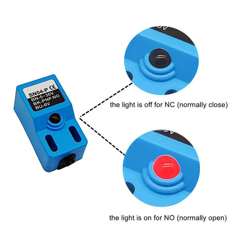 Inductive Proximity Sensor SN04-P 3 Wire NPN Normally Open With SN Bracket Blue Housing 4mm Sensing Distance 5-30V DC 2 Pack