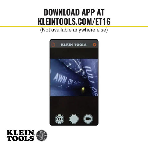 ET16 Borescope With 8mm Camera displaying inspection footage on Android device screen