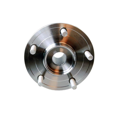 Top view of Right Wheel Bearing And Hub Assembly For Dodge Journey 2009 Through 2019 And Ram ProMaster 1500 2500 3500 2014 Through 2015 Replacement 5171124AD 5171124AB 1 Pc Durable Hub Kit showing metal construction and bolt placements.
