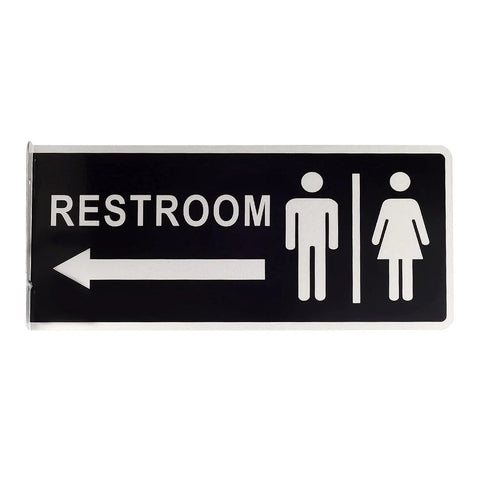 Double Sided Aluminum Restroom Sign For Home And Office Doors With Clear Readable Letters On Both Sides Large 12.1 By 5.5 Inches Metal Bathroom Door Sign