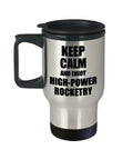 High Power Rocketry Travel Mug For Hobby Lovers With 14 Oz Stainless Steel Double Wall Insulation Easy Grip Handle Slide Lid