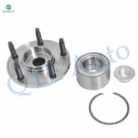 Pair Of Front Wheel Hub Bearing Assemblies For Ford Escape 2001 To 2012 Also Fits Mazda Tribute 2001 To 2006 2008 2011 And Mercury Mariner 2005 To 2011 Direct Fit 100 Percent Accuracy 2 Piece Set components laid out