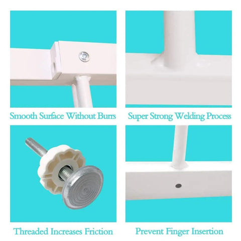 Extra Wide Window Safety Gate For Home Use Kids And Pets Safe And Secure Fits Sliding Windows From 19.49 To 33.60 Inches No Drilling Pressure Mount Easy Install White 2 Piece Set with detailed features shown up close