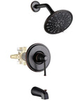 Oil-Rubbed Bronze Shower Faucet Set With Tub Spout And 6 Inch Shower Head, Tub And Shower Trim Kit, Single Handle Bath System