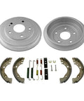 Pro Max Brake Shoes Hardware Kit For Honda Civic 2006 To 2015 Easy DIY Install Replace OEM Parts With Durable Springs And All Necessary Accessories Included. brake drum shoes and hardware set laid out on white background