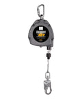 Solid Workhorse Fifty Foot Self Retracting Lifeline Anti Twist Swivel Housing Heavy Duty Double Gate Hook for safety.