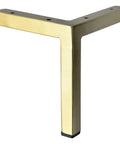 6 Inch Brushed Gold L Top Metal Furniture Legs Set of 4, showing square design with glide feet to prevent scratches
