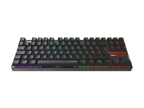 Lightning Fast TKL Shaped Wireless Gaming Keyboard With Hot Swap Magnetic Tmr Switches And Rapid Trigger For Hella Precise 8Khz Inputs And Clutch Ready Comp Focus Featuring Heavy Duty PBT Keycaps, showing multi-color backlit keys.