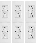 GFCI Outlet Weather Resistant Tamper Resistant Outdoor Receptacle With Self Test LED Indicator 15 Amp 125 Volt 6 Pack White