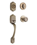 Antique Brass Front Door Lock Set With Deadbolt Exterior Handleset And Interior Knob Pick Resistant SmartKey Rekey Security