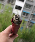 Close-up of Dope Japanese Samurai Katana Tsuka Handle Ten Point Two Inch DIY Replacement with alloy iron fittings